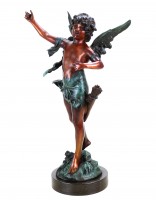 Mythological Bronze Figurine - Limited Cupid Sculpture - Signed Moreau
