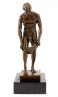 Erotic Bronze Figure - Nude of a lustful young man - sign.