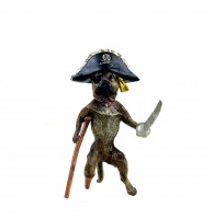 Vienna Bronze Dog - Pirate Pug - Hand-Painted - Funny Dog Figurine