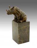 Abstract Animal Sculpture - Sitting Rhino - signed Milo