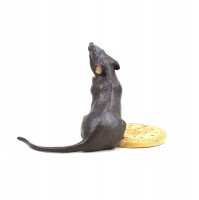 XXL Bronze Mouse With Biscuit - Hand-Painted Vienna Bronze - Decorative Figurine - Stamped