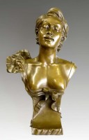 Lovely Art Nouveau bronze Female bust after Auguste Moreau
