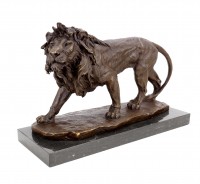 Bronze Animal Sculpture - Walking Lion - Animal Figurine - Signed Milo