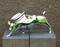 Chrome Bull - Sculpture - Bull Fight - by Martin Klein