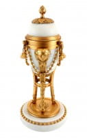 Fabergé Egg - White Marble/Bronze with Gold Leaf, Peter Fabergé
