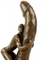 Man on Giant Phallus - Erotic Nude - Signed M. Nick - Gay Bronze