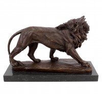 Bronze Animal Sculpture - Walking Lion - Animal Figurine - Signed Milo
