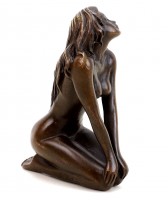 Erotic Nude Sculpture - Crouching Nude Bronze - Patoue