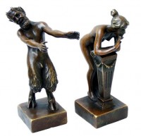 Erotic Vienna Bronze Couple, Satyr and Virgin, 2piece, Bergmann