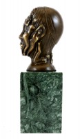Bronze Figure - Head with relief-like Female Nudes - M. Klein