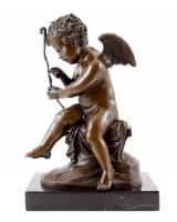 Bronze figure - Cupid stringing his bow - sign. Charles Louchet