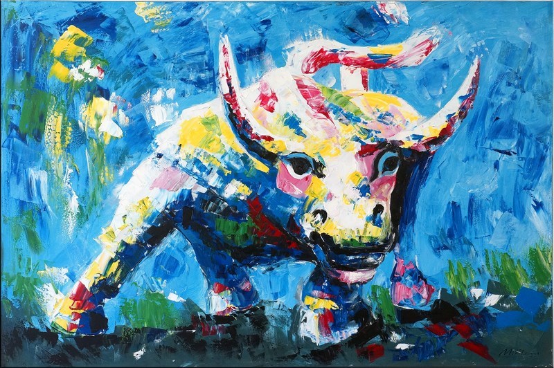 abstract bull painting