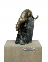 Sneaking Panther - Modern Animal Bronze - sign. A. Stevens