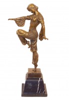 Art Deco Bronze - Harlekin Dancer on Marble - D.H. Chiparus