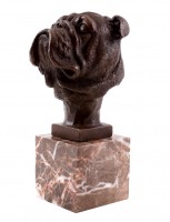 Head of a French Bulldog - Animal Sculpture - Real Bronze