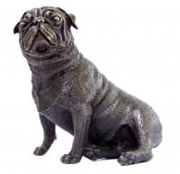 Little seated pug - bronze dog sculpture - vienna bronze