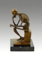 Modern Bronze Statue - Skeleton The Thinker after Rodin by Milo