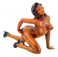 Erotic Girl Donna - signed J. Patoue - Sexy Bronze Figurine - Statue