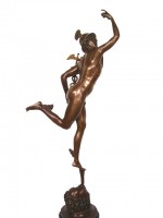 Hermes Bronze Statue - Giambologna on Marble - Greek Mythology
