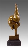 Exciting nude bronze figure - Woman doing handstand - by Milo