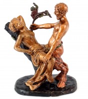 Erotic Vienna Bronze - Love-crazed Faun / Satyr - Two-piece