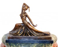 Art Deco Bronze Dancer, signed Chiparus on Marblebase