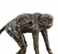 Walking Ape - Signed Bugatti - Bronze Animal Figurine - Statue