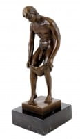 Erotic Bronze Figure - Nude of a lustful young man - sign.