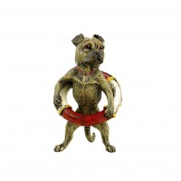 Pug With Lifebelt - Vienna Bronze - Stamped - Dog Figurine