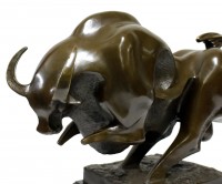 Huge Animal Figure for the Garden - Cubistic Bronze Bull