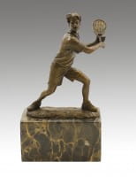 Bronze Cup on marble base - Tennis Player - signed Milo