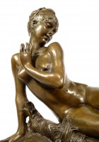 Art Nouveau Bronze - Young Girl Bathing - signed Leon Bertaux