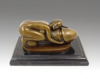 Erotic Bronze- naked girl lying on huge penis- signed M. Nic